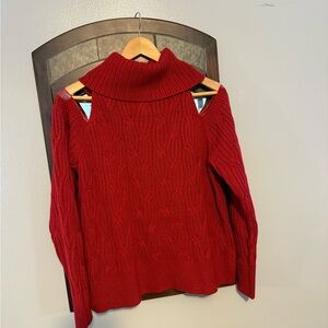 Anthropologie Red Off-the-Shoulder Sweater